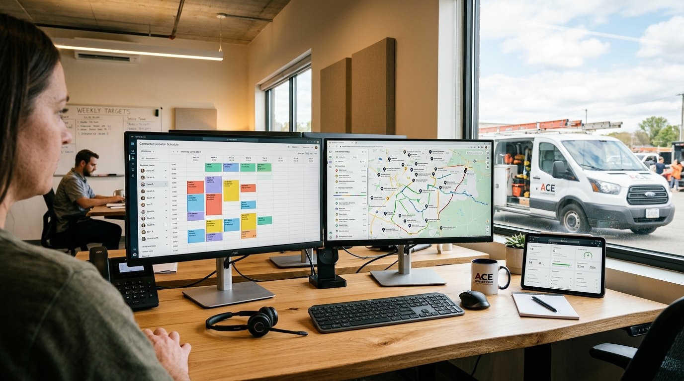 Modern contractor 24/7 dispatch operations desk